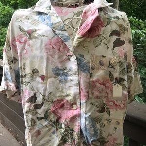 Vintage button down rayón floral top